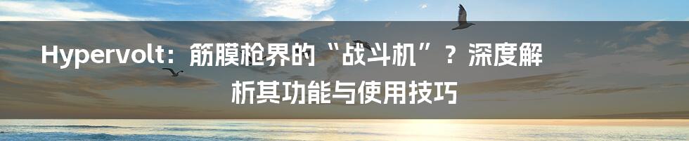 Hypervolt:筋膜枪界的“战斗机”?深度解析其功能与使用技巧