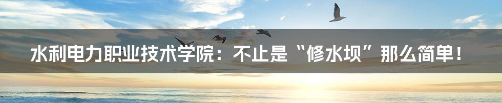 水利电力职业技术学院:不止是“修水坝”那么简单!
