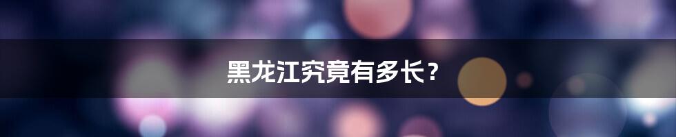 黑龙江究竟有多长?