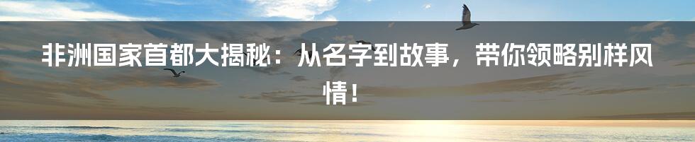 非洲国家首都大揭秘:从名字到故事,带你领略别样风情!