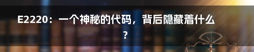 E2220:一个神秘的代码,背后隐藏着什么?