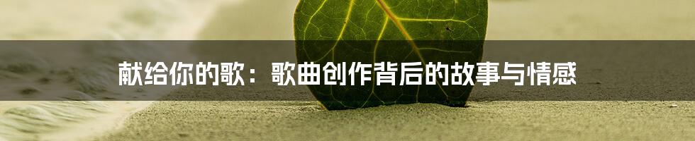 献给你的歌:歌曲创作背后的故事与情感