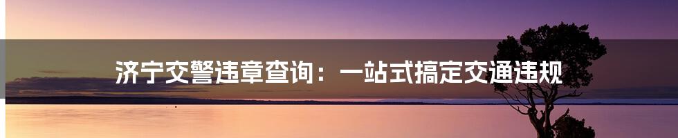 济宁交警违章查询：一站式搞定交通违规