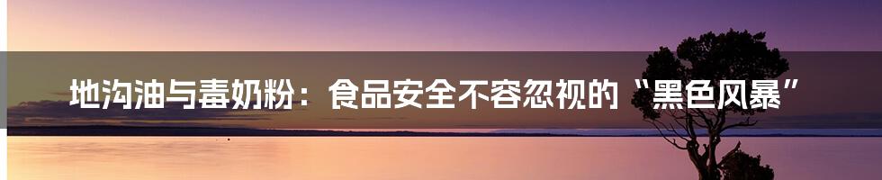 地沟油与毒奶粉:食品安全不容忽视的“黑色风暴”