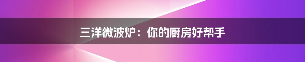 三洋微波炉：你的厨房好帮手