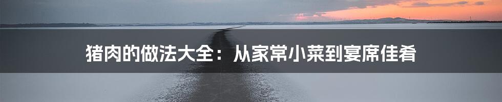 猪肉的做法大全:从家常小菜到宴席佳肴