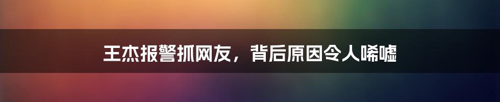 王杰报警抓网友,背后原因令人唏嘘