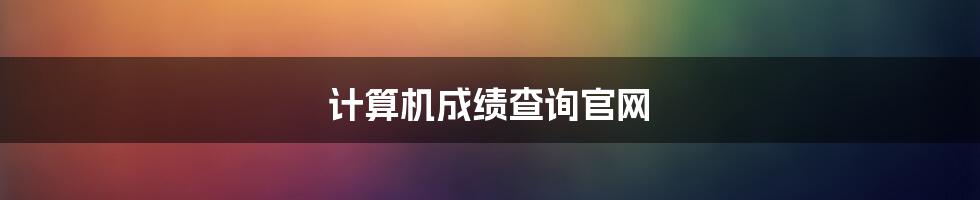 计算机成绩查询官网