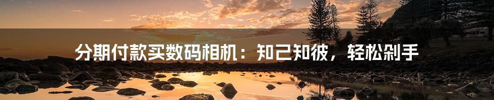 分期付款买数码相机:知己知彼,轻松剁手