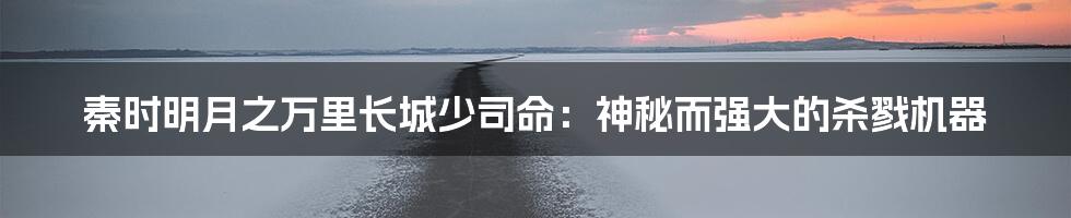 秦时明月之万里长城少司命:神秘而强大的杀戮机器