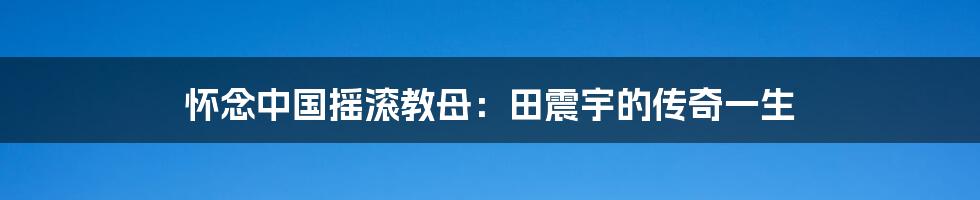 怀念中国摇滚教母：田震宇的传奇一生