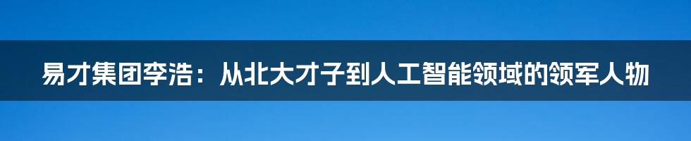 易才集团李浩:从北大才子到人工智能领域的领军人物
