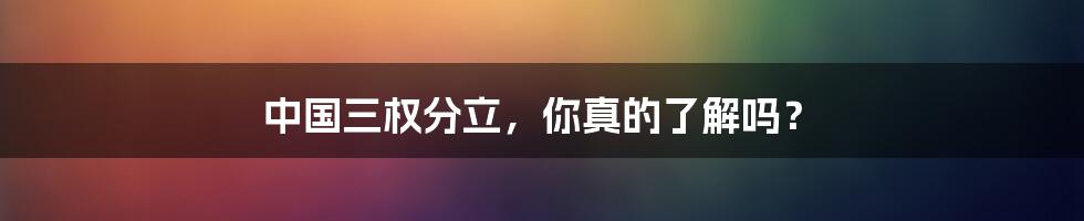 中国三权分立,你真的了解吗?