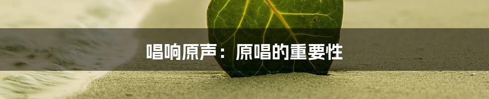 唱响原声：原唱的重要性