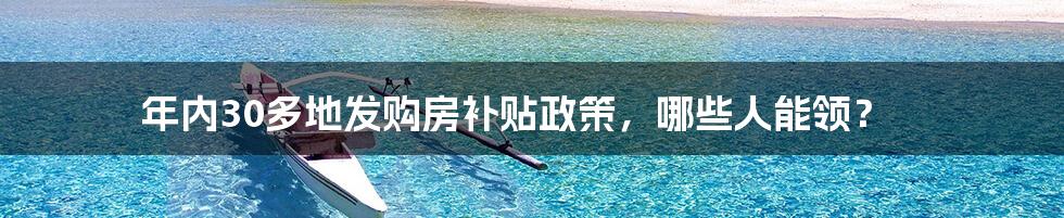 年内30多地发购房补贴政策,哪些人能领?