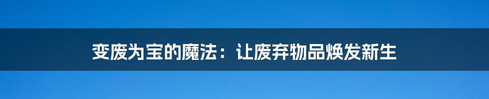 变废为宝的魔法：让废弃物品焕发新生