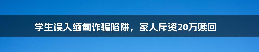 学生误入缅甸诈骗陷阱，家人斥资20万赎回