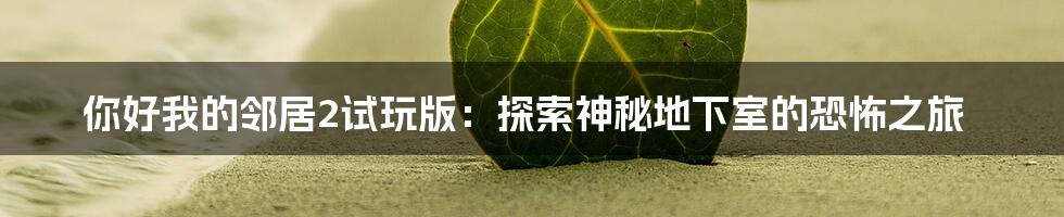 你好我的邻居2试玩版:探索神秘地下室的恐怖之旅