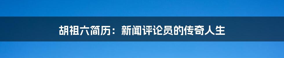 胡祖六简历:新闻评论员的传奇人生