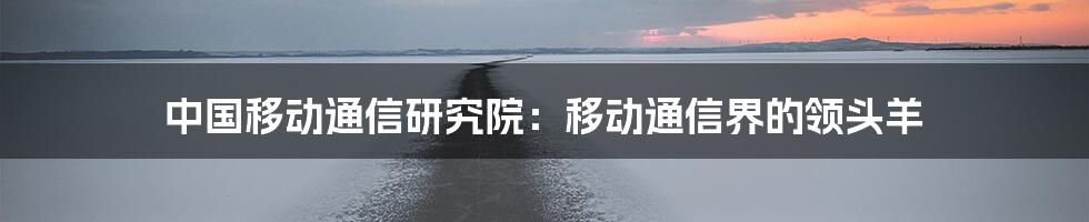 中国移动通信研究院:移动通信界的领头羊