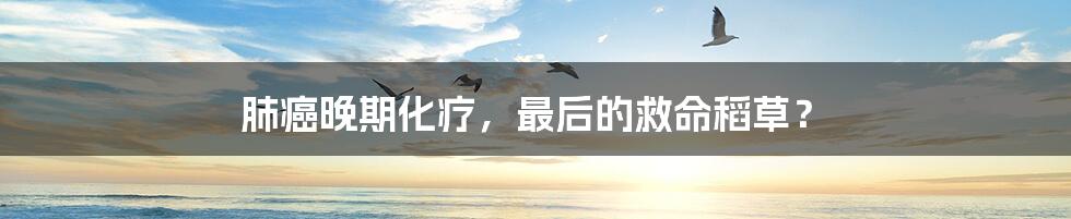 肺癌晚期化疗,最后的救命稻草?
