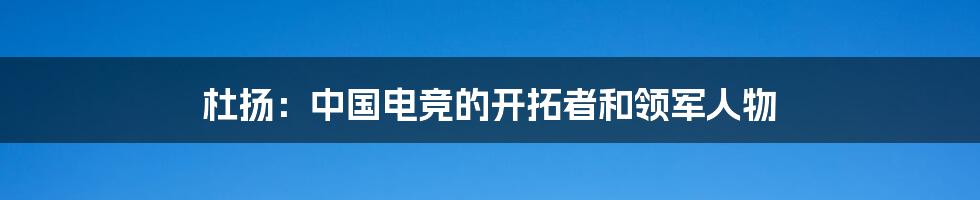 杜扬:中国电竞的开拓者和领军人物