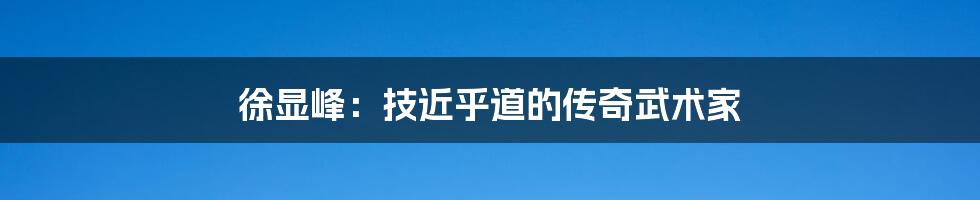 徐显峰:技近乎道的传奇武术家