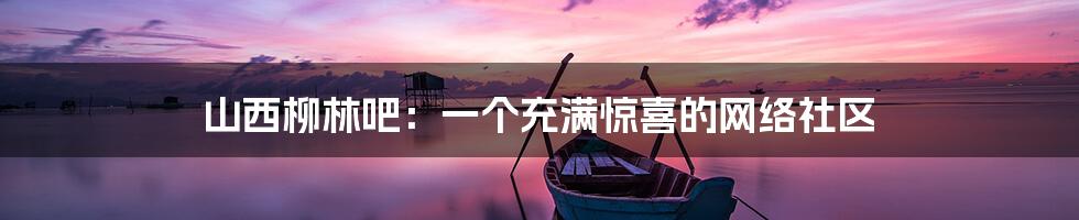 山西柳林吧:一个充满惊喜的网络社区
