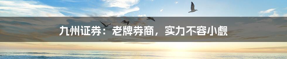 九州证券:老牌券商,实力不容小觑