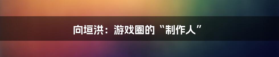 向垣洪:游戏圈的“制作人”