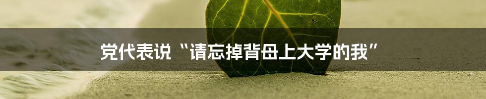 党代表说“请忘掉背母上大学的我”