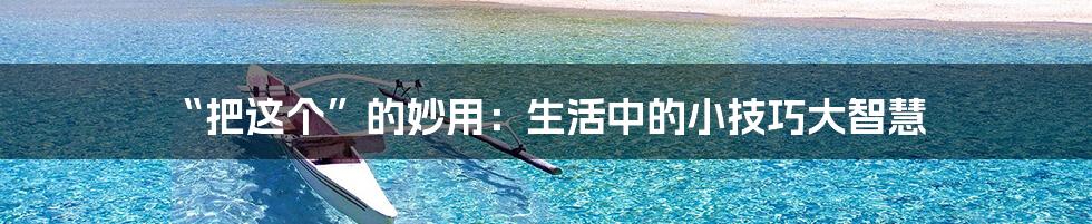 “把这个”的妙用:生活中的小技巧大智慧
