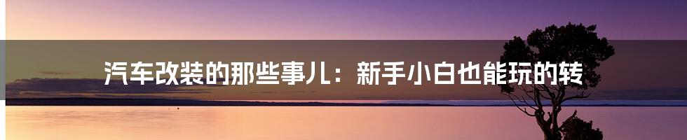 汽车改装的那些事儿：新手小白也能玩的转