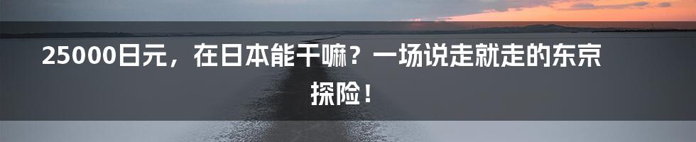 25000日元,在日本能干嘛?一场说走就走的东京探险!