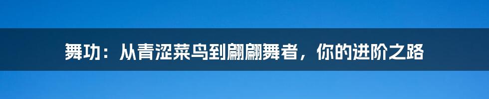 舞功:从青涩菜鸟到翩翩舞者,你的进阶之路