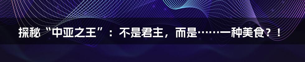 探秘“中亚之王”:不是君主,而是……一种美食?!