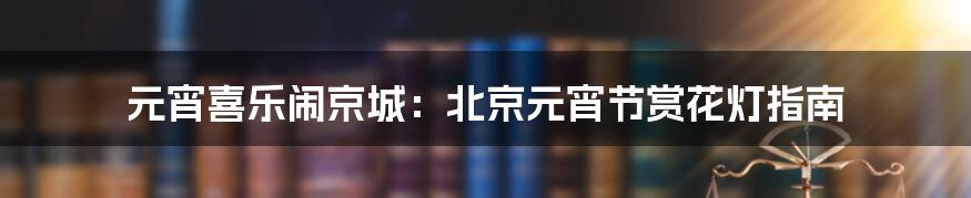 元宵喜乐闹京城:北京元宵节赏花灯指南