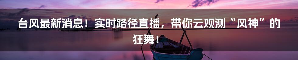 台风最新消息!实时路径直播,带你云观测“风神”的狂舞!