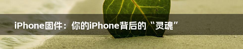 iPhone固件:你的iPhone背后的“灵魂”