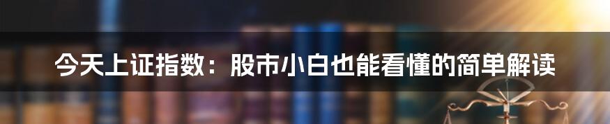 今天上证指数:股市小白也能看懂的简单解读