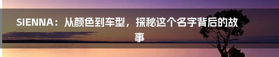 SIENNA:从颜色到车型,探秘这个名字背后的故事