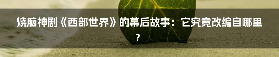烧脑神剧《西部世界》的幕后故事:它究竟改编自哪里?