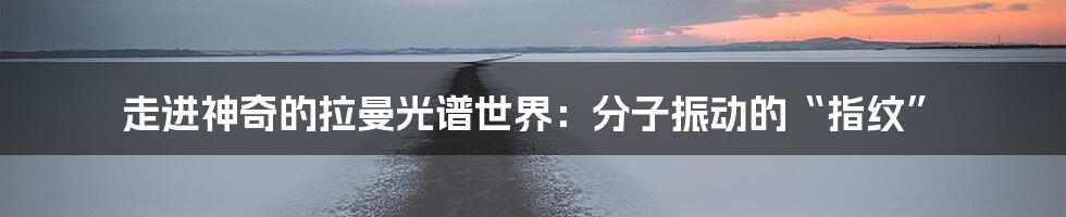 走进神奇的拉曼光谱世界:分子振动的“指纹”
