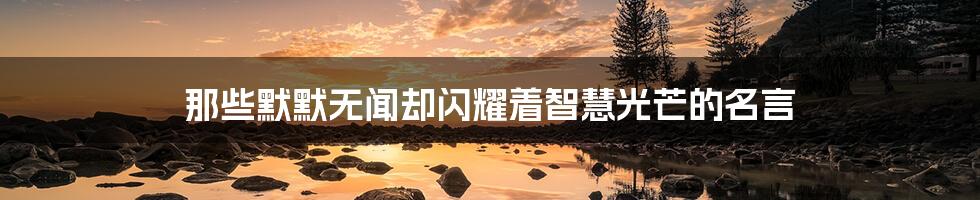 那些默默无闻却闪耀着智慧光芒的名言