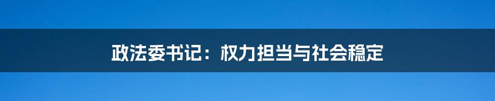 政法委书记:权力担当与社会稳定