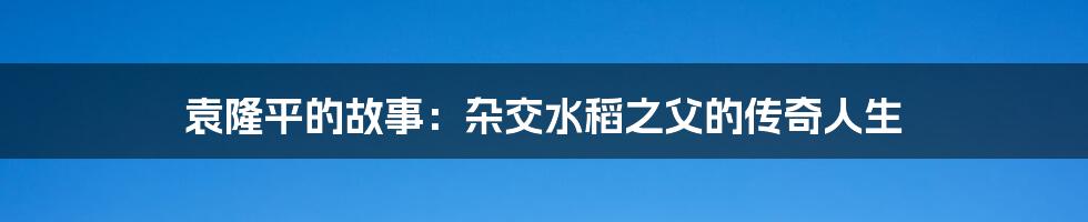 袁隆平的故事:杂交水稻之父的传奇人生