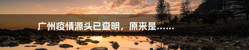 广州疫情源头已查明,原来是......