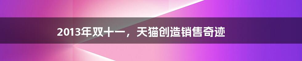 2013年双十一,天猫创造销售奇迹