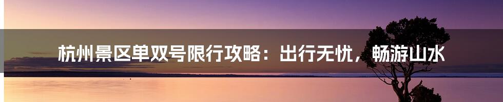 杭州景区单双号限行攻略：出行无忧，畅游山水
