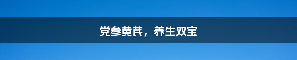 党参黄芪，养生双宝